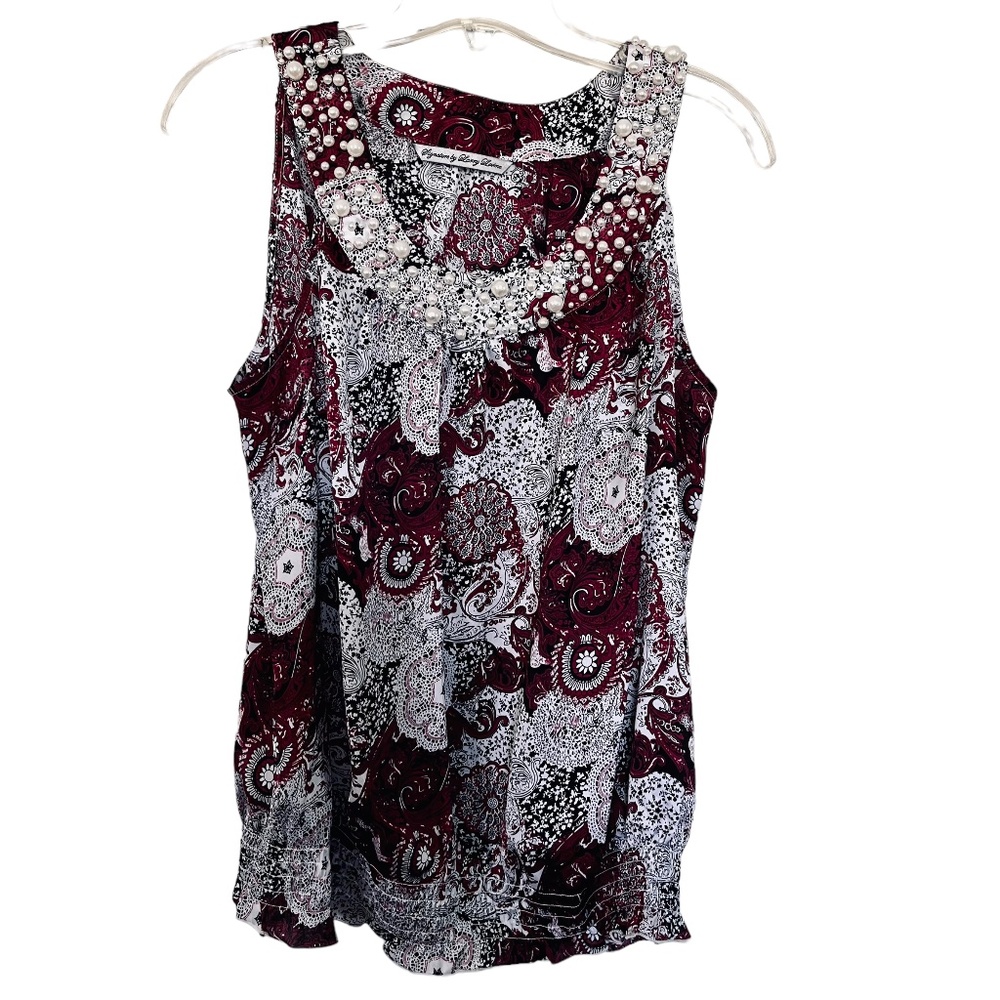 Signature Larry Levine floral sleeveless top Large